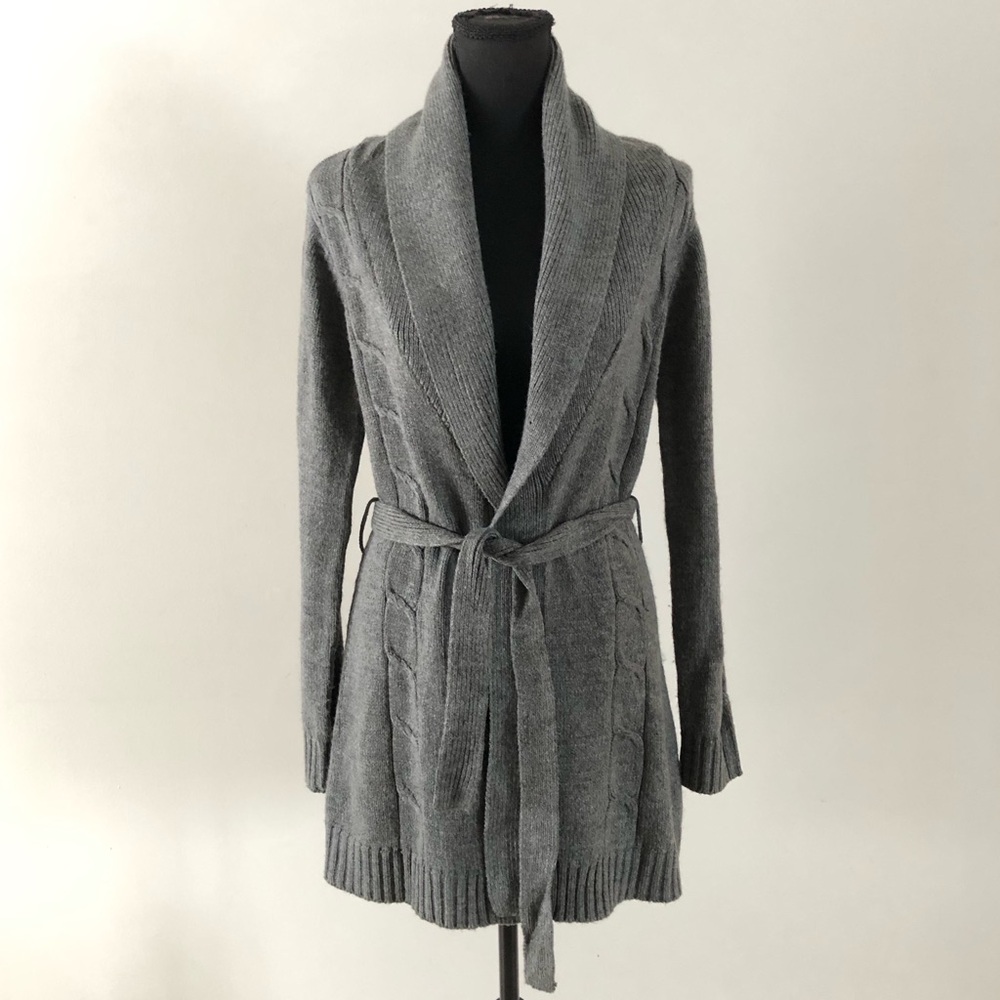 Women’s Vintage B.U.M. Equipment Gray Long Belted Cardigan size M